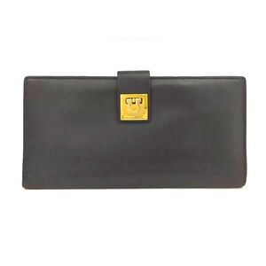 Salvatore Ferragamo Gancini Clip Leather Long Bifold Wallet – Black (4BA1637)
